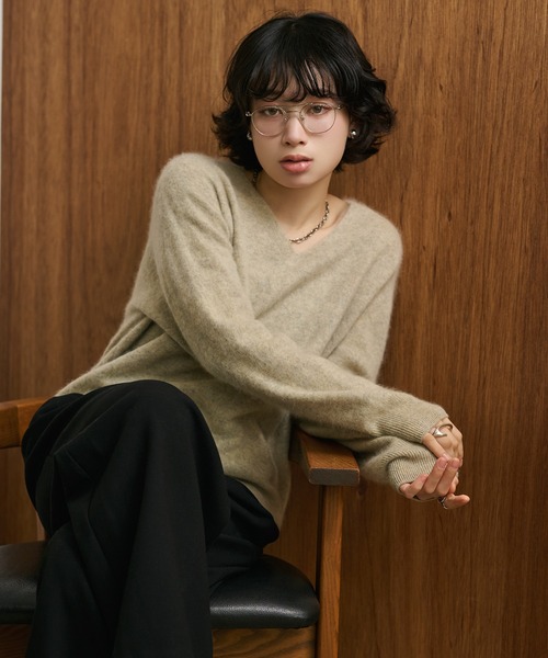 ニット セーター wool cashmere v neck knit pullover /ウールカシミヤ 