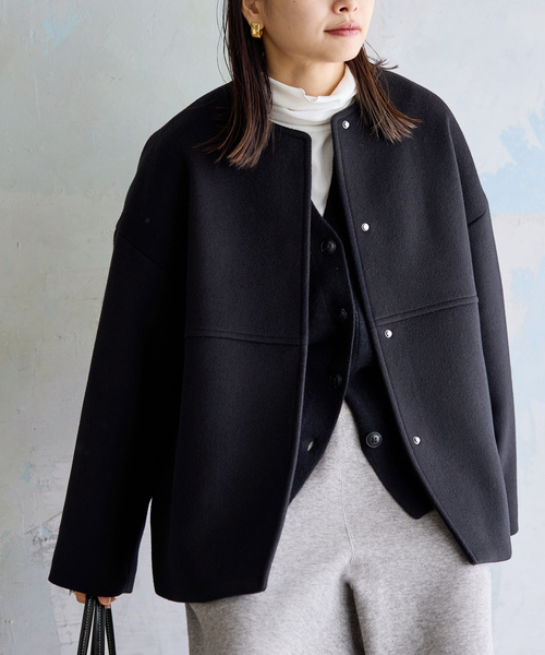 JOURNAL STANDARD ノーカラージャケット 36 ブラック JOURNAL STANDARD（ジャーナルスタンダード） ノーカラージャケット 36