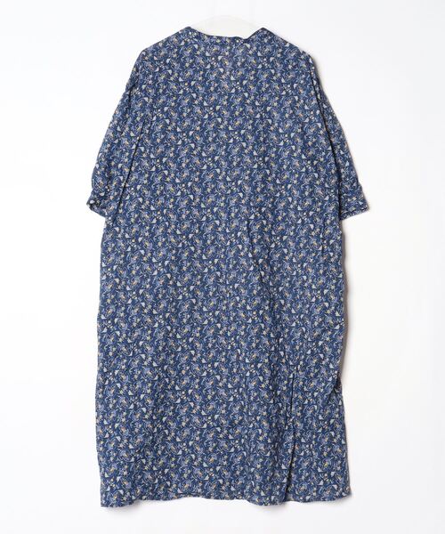 「Les Olivades」 花柄半袖ワンピース 3L ネイビー レディース_画像2