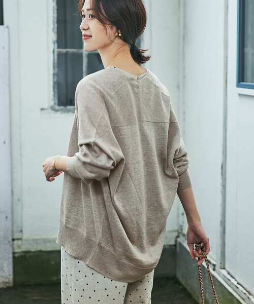 URBAN RESEARCH DOORS ニットカーディガン　ベージュ   L URBAN RESEARCH DOORS（アーバンリサーチドアーズ） 7分袖ニット