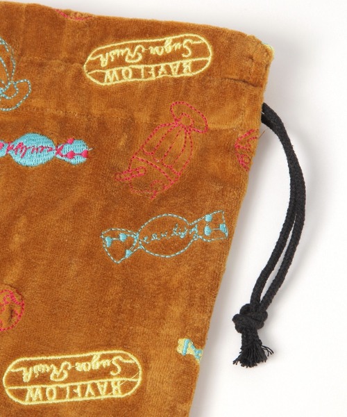 BAYFLOW（ベイフロー） ポーチ BFベロア刺繍巾着ポーチ レディース