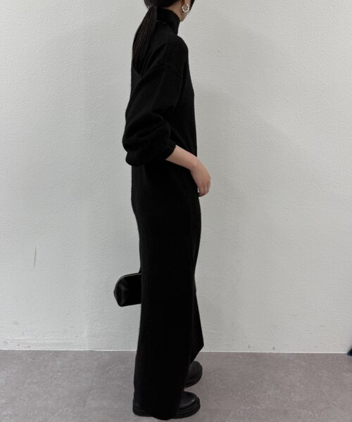 【Mino様】2点　LOUNGEDRESS ニットワンピース　黒　ハイネック Loungedress（ラウンジドレス） ワンピース ハイネックニット
