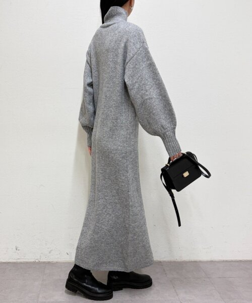【Mino様】2点　LOUNGEDRESS ニットワンピース　黒　ハイネック Loungedress（ラウンジドレス） ワンピース ハイネックニット