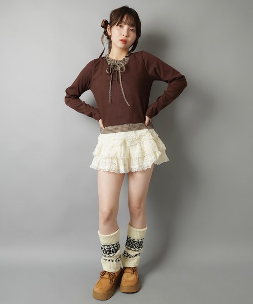 お値下げ♡ダブスタ♡リボンカットソー SPINNS（スピンズ） tシャツ 重ね着いらずで即可愛い♪リボン付き