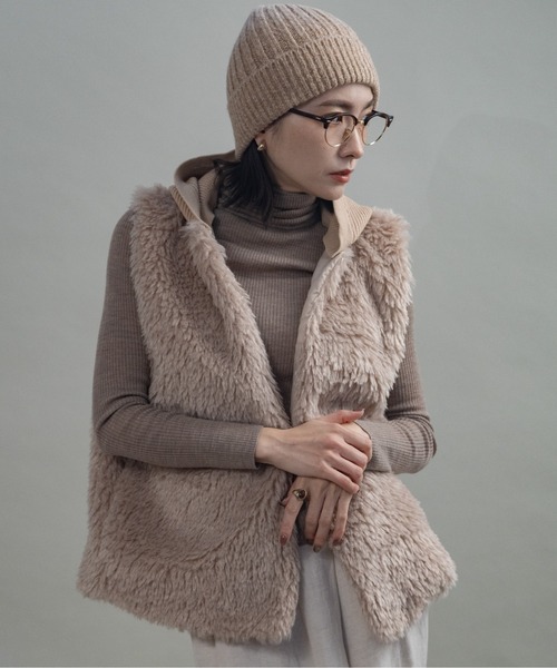 毛皮　ファーベスト　レディース　ジレ　フード　ブランド ベスト ジレ ニットフード ファーベスト レディース : ZOZOTOWN Yahoo