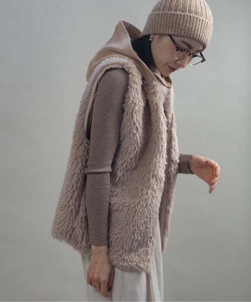 ベスト ジレ ニットフード ファーベスト レディース : ZOZOTOWN Yahoo