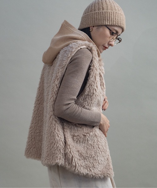 ベスト ジレ ニットフード ファーベスト レディース : ZOZOTOWN Yahoo