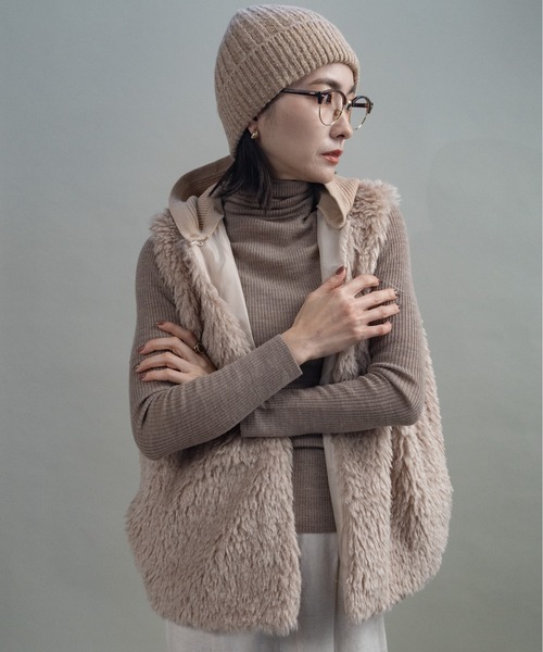 ベスト ジレ ニットフード ファーベスト レディース : ZOZOTOWN Yahoo