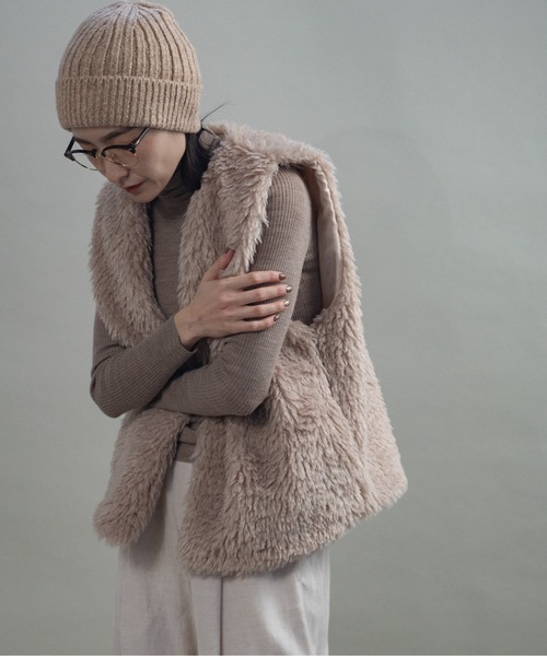 TANTAN様★高級なリアルミンクファー★ニットフードベストカーディガンコート★ TANTAN様☆高級なリアルミンクファー☆ニットフードベストカーディガン