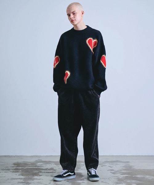 Revo. セーター ニット ブロークン ハート ステッチデザイン ルーズ