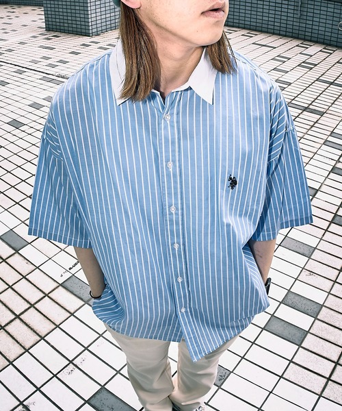「U.S. POLO ASSN.」 半袖シャツ SMALL ブルー メンズ_画像4
