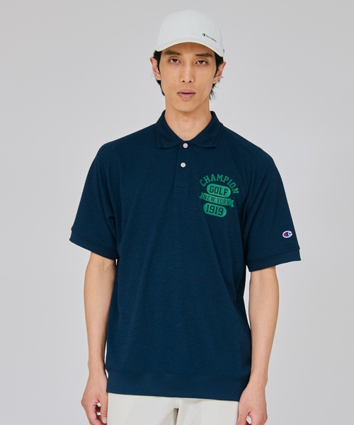 ネイビー ゴルフポロシャツ 2024ワールドシリーズチャンピオンズ　ドジャース ポロシャツ 「Champion/チャンピオン」メンズ GOLF ショートスリーブ