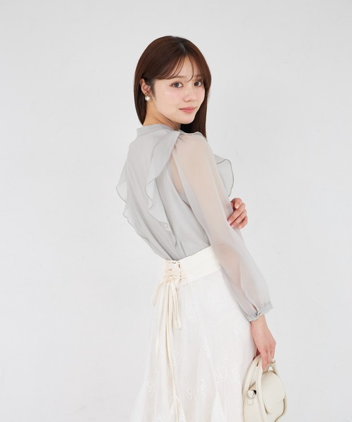 tocco closet（トッコ クローゼット） ブラウス シャツ シアーラッフル