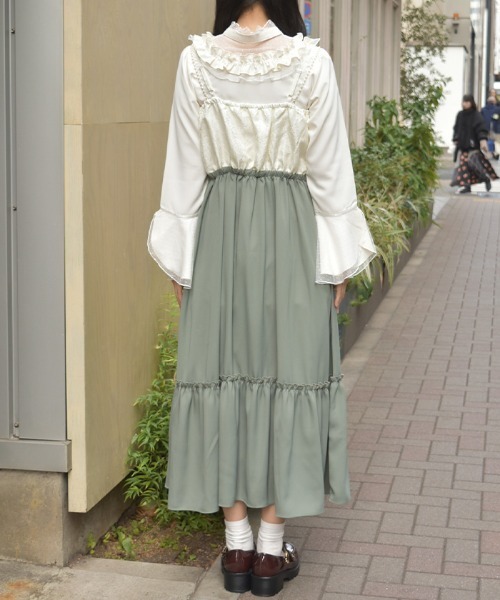 axes femme（アクシーズ ファム） ワンピース ジャカード切替キャミ