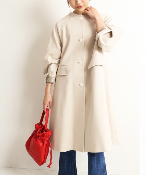SLOBE IENA（スローブイエナ） ノーカラーコート 38 ネイビー