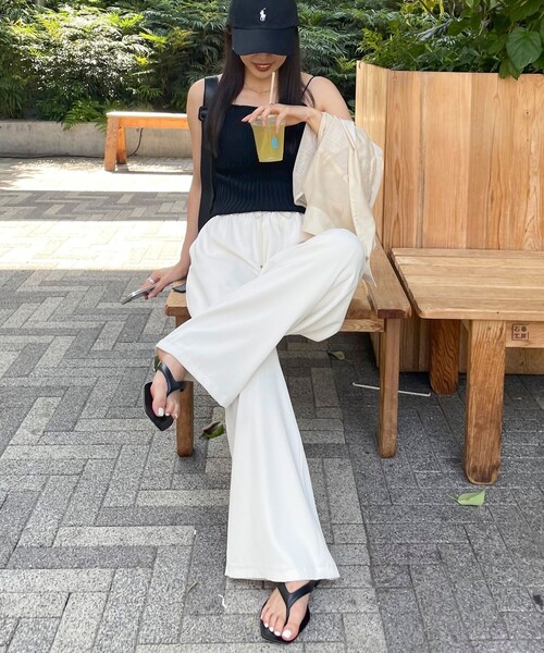 「fredy emue」 イージーパンツ 38 アイボリー レディース_画像3