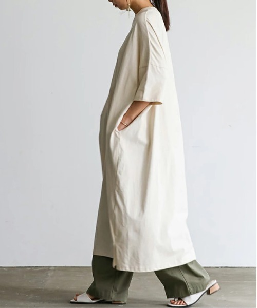 「No one knows」 半袖ワンピース M-L ネイビー レディース_画像9