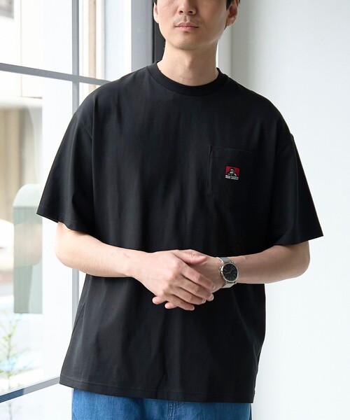 BEN DAVIS Tシャツ ブラック BEN DAVIS（ベンデイビス） tシャツ ワンポイント刺繍Tシャツ メンズ