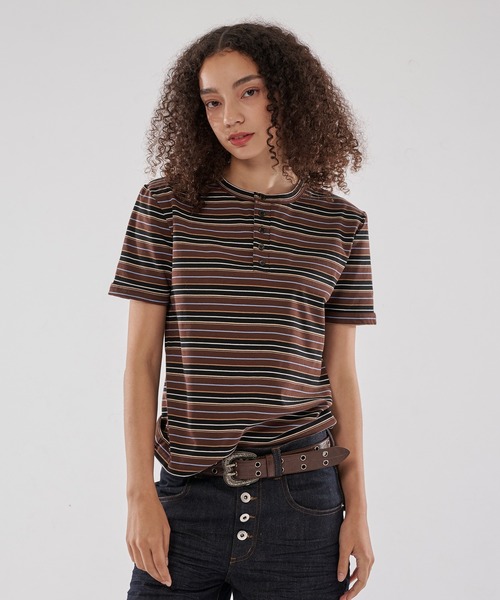 WISH FOR EVER（ウィッシュフォーエバー） tシャツ BI COLOR BORDER