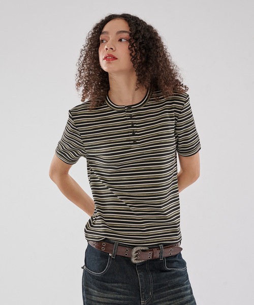 WISH FOR EVER（ウィッシュフォーエバー） tシャツ BI COLOR BORDER