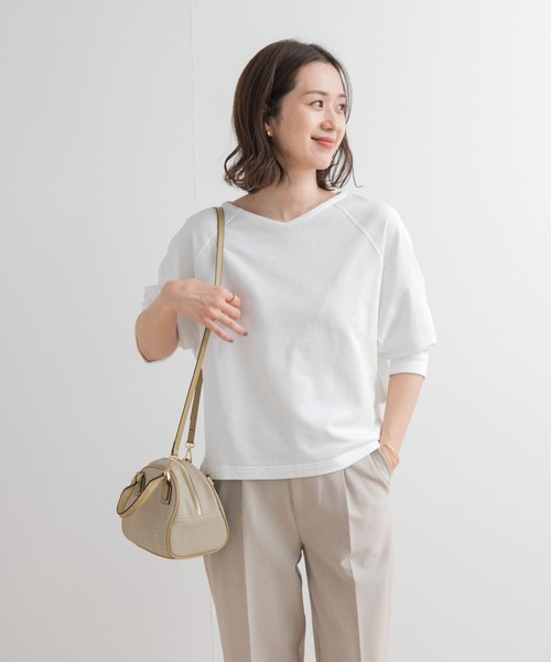 「URBAN RESEARCH DOORS」 7分袖カットソー MEDIUM オフホワイト レディース_画像2