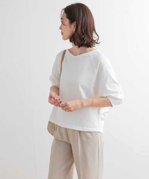 「URBAN RESEARCH DOORS」 7分袖カットソー MEDIUM オフホワイト レディース_画像3