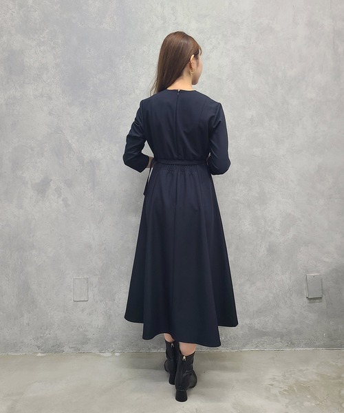 「12Twelve Agenda」 7分袖ワンピース M ネイビー レディース_画像4