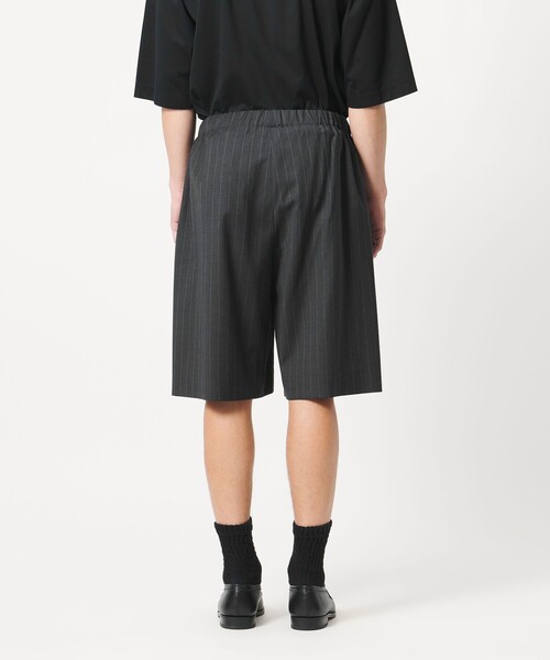 ハーフパンツ ワイドパンツ パンツ 「LOEFF」トロピカルウール ハーフパンツ ピンストライプ MENS メンズの画像