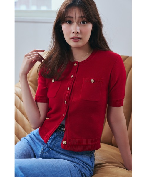 Her lip to カーディガン 半袖 Gold Button Knit Cardigan レディース
