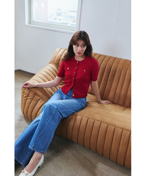 Her lip to カーディガン 半袖 Gold Button Knit Cardigan レディース