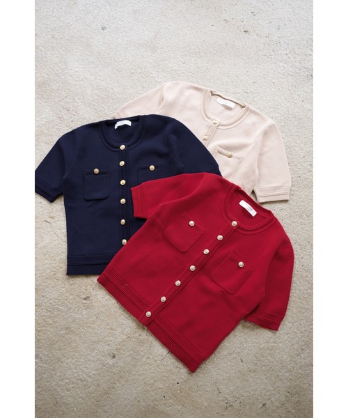 Her lip to カーディガン 半袖 Gold Button Knit Cardigan レディース