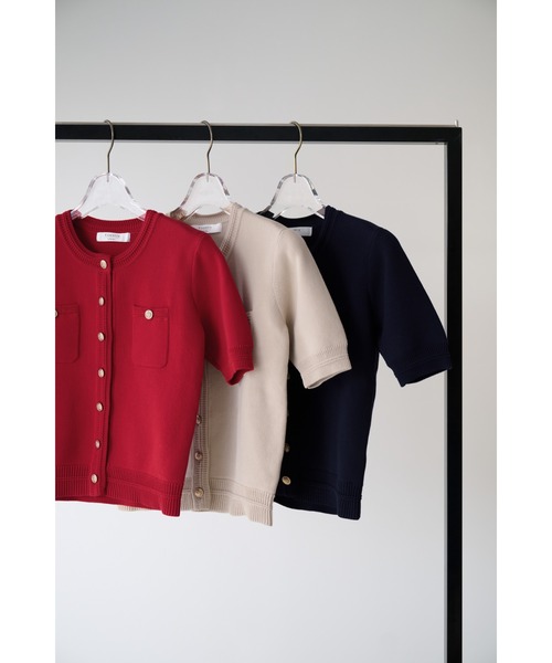 Her lip to カーディガン 半袖 Gold Button Knit Cardigan レディース