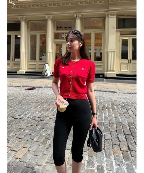 Her lip to カーディガン 半袖 Gold Button Knit Cardigan レディース