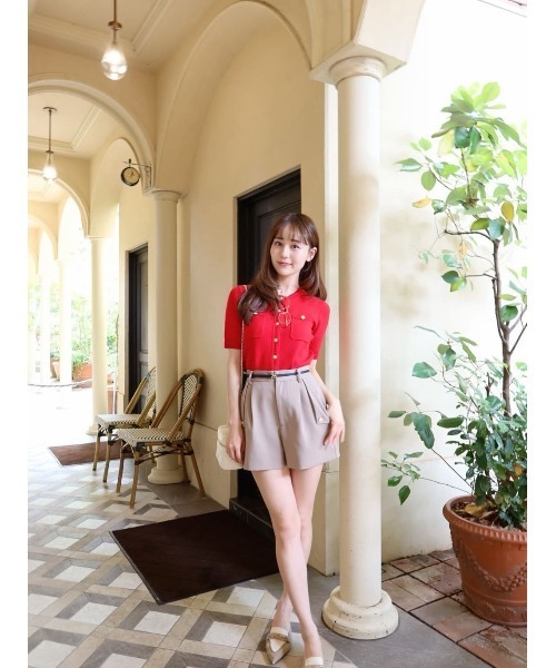 Her lip to カーディガン 半袖 Gold Button Knit Cardigan レディース