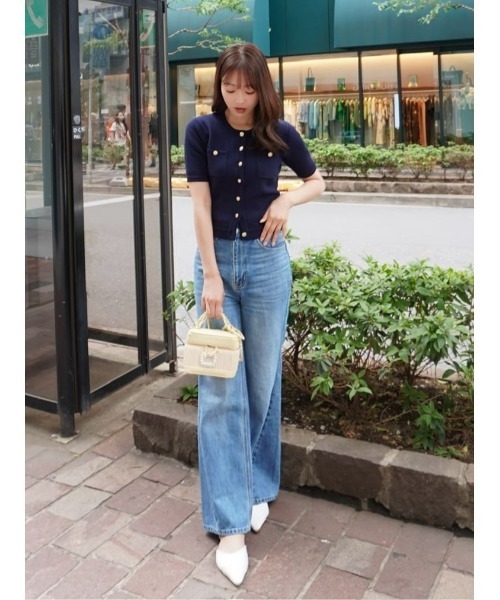 Her lip to カーディガン 半袖 Gold Button Knit Cardigan レディース