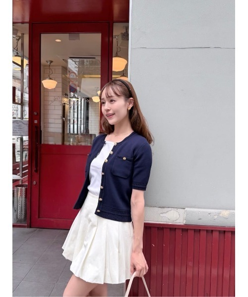 Her lip to カーディガン 半袖 Gold Button Knit Cardigan レディース