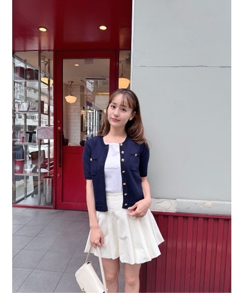 Her lip to カーディガン 半袖 Gold Button Knit Cardigan レディース