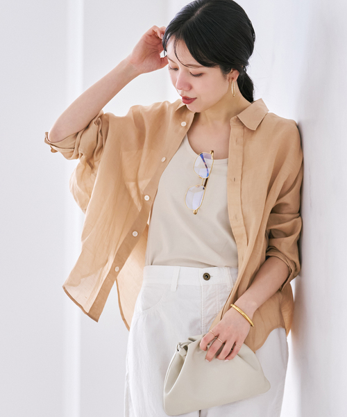 plage（プラージュ） ブラウス シャツ Linen mix ニュアンスシャツ