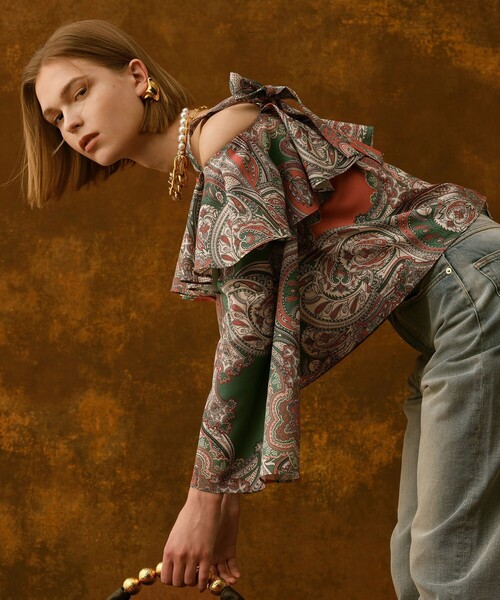 「LOULOU WILLOUGHBY」 長袖ブラウス 2 グリーン レディース_画像4