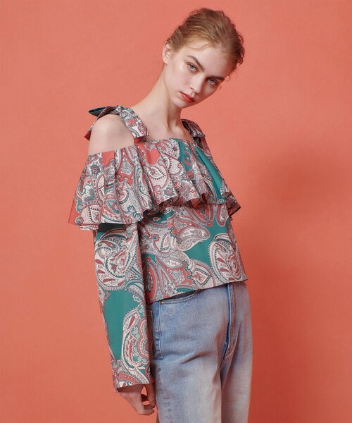 「LOULOU WILLOUGHBY」 長袖ブラウス 2 グリーン レディース_画像5
