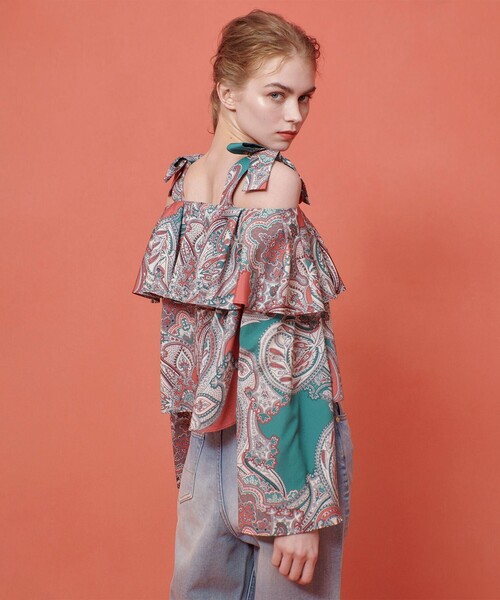 「LOULOU WILLOUGHBY」 長袖ブラウス 2 グリーン レディース_画像6