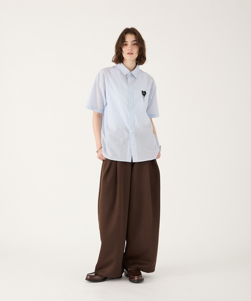 ONCILY（オンシェリー） シャツ 半袖 MELTING HEART STRIPE SHIRT