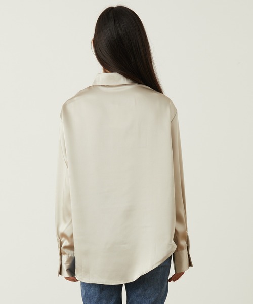 ブラウス シャツ サテンライクシャツブラウス レディース : ZOZOTOWN