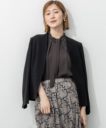 23区 トリアセダブルジョーゼット ノーカラー ジャケット スカート