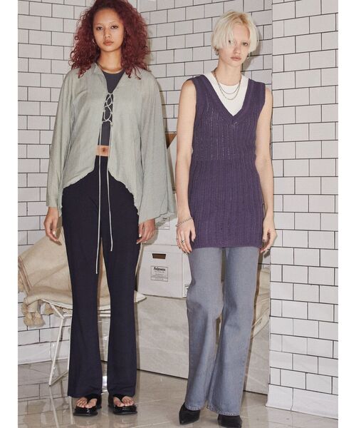 VEQUM ブラウス シャツ 「VEQUM」SHEER FLARE TOP レディース