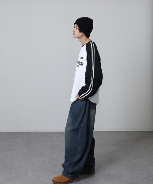 【 】Split Line Logo 長袖Tシャツ（送料込み） ZIP FIVE tシャツ 「ZIP FIVE」 袖 サイドライン ストレッチ