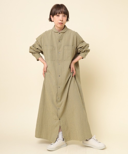 美品　アールエヌエー n チェック シャツワンピース RNA-N シャツワンピース D1641 先染めチェックシャツワンピース