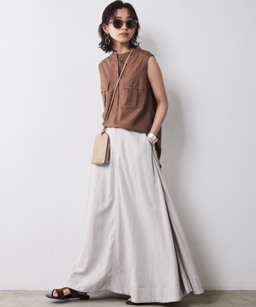 CHIC STYLE ブラウス シャツ 「大きいサイズ」レーヨン麻アウト