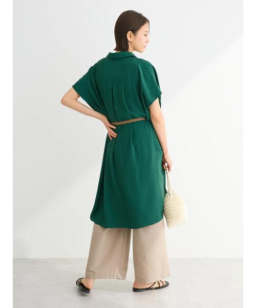 Green Parks シャツワンピース SET2点 合皮ベルト+ミディシャツ