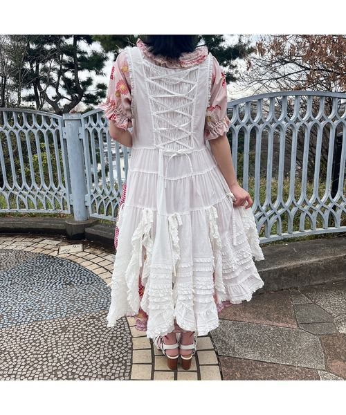 PINK HOUSE トップス 花びらフリル使いローンタブリエドレス  